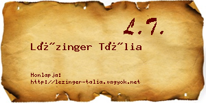 Lézinger Tália névjegykártya